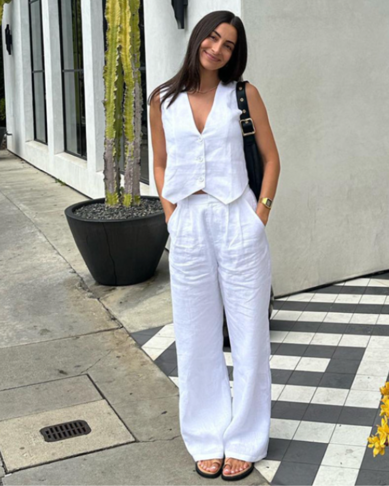 Classy Lady - Linen Two-piece Set - Dalm Fashion