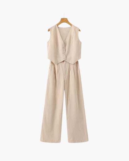 Classy Lady - Linen Two-piece Set - Dalm Fashion