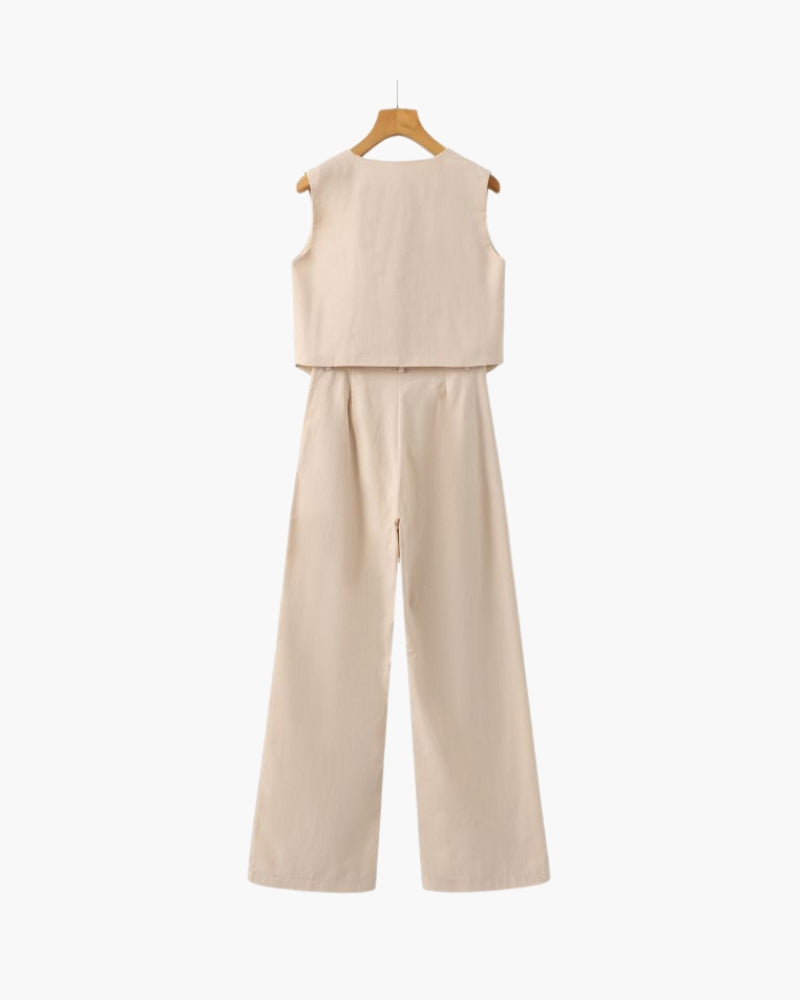 Classy Lady - Linen Two-piece Set - Dalm Fashion