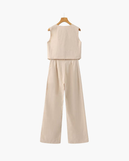 Classy Lady - Linen Two-piece Set - Dalm Fashion