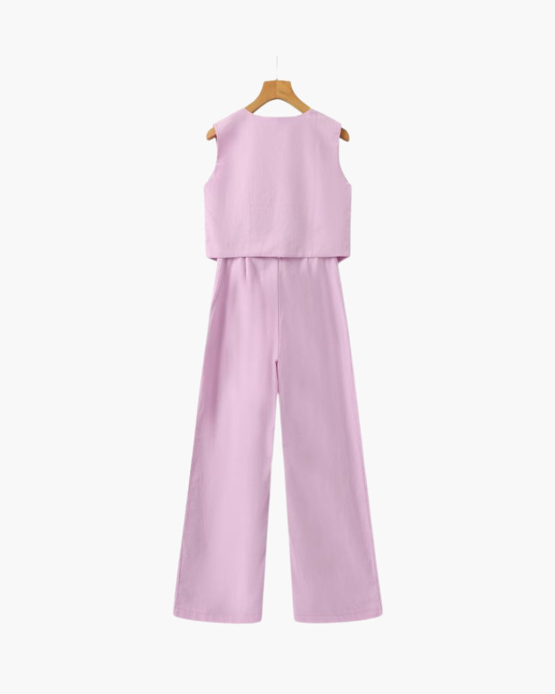 Classy Lady - Linen Two-piece Set - Dalm Fashion