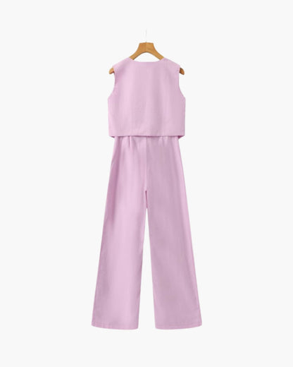 Classy Lady - Linen Two-piece Set - Dalm Fashion
