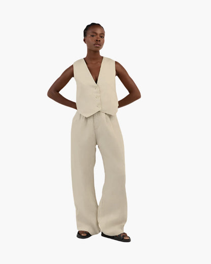 Classy Lady - Linen Two-piece Set - Dalm Fashion