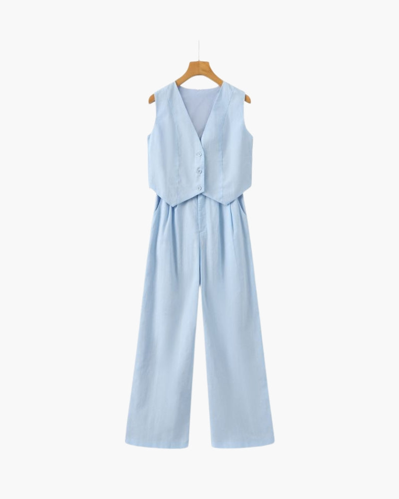 Classy Lady - Linen Two-piece Set - Dalm Fashion