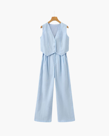 Classy Lady - Linen Two-piece Set - Dalm Fashion