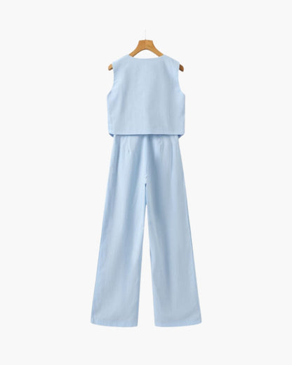 Classy Lady - Linen Two-piece Set - Dalm Fashion