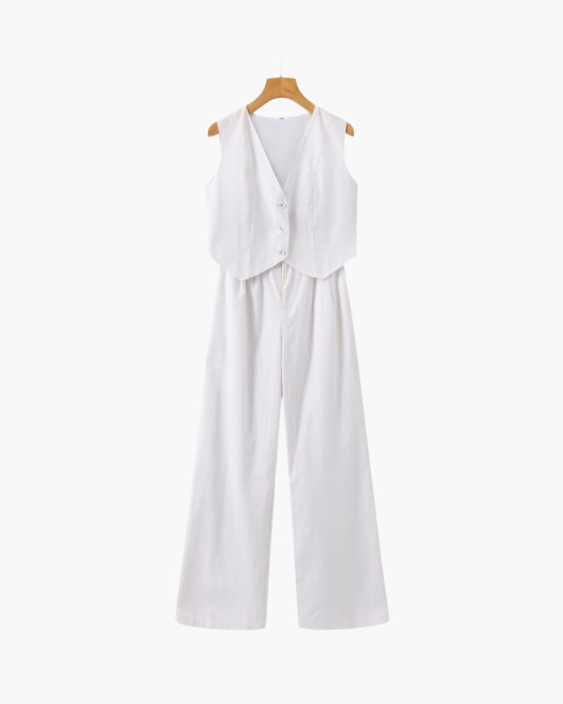 Classy Lady - Linen Two-piece Set - Dalm Fashion