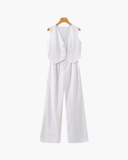 Classy Lady - Linen Two-piece Set - Dalm Fashion