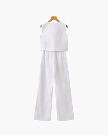 Classy Lady - Linen Two-piece Set - Dalm Fashion