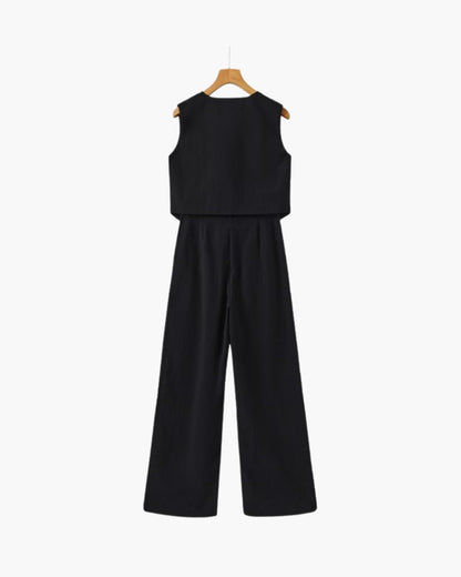 Classy Lady - Linen Two-piece Set - Dalm Fashion