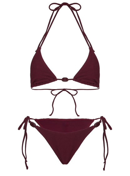 Nevaeh Textured Triangle Bikini Top Red