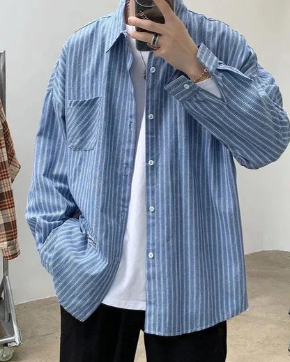 Oversized Striped Shirt - Dalm Fashion