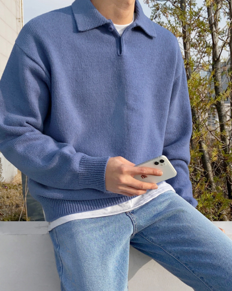 Woolen Button Half Zip - Dalm Fashion