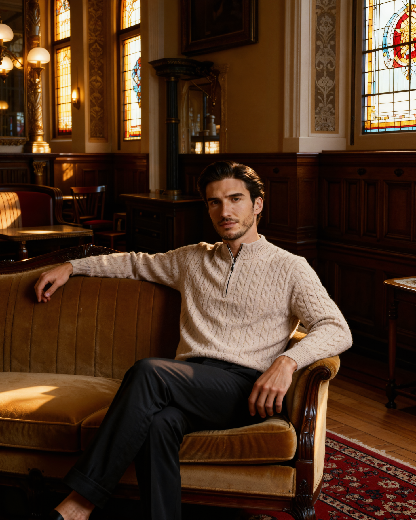 100% Cashmere Woven Half Zip - Dalm Fashion