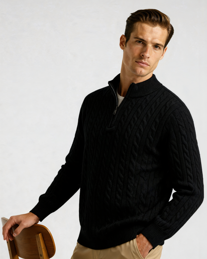 100% Cashmere Woven Half Zip - Dalm Fashion