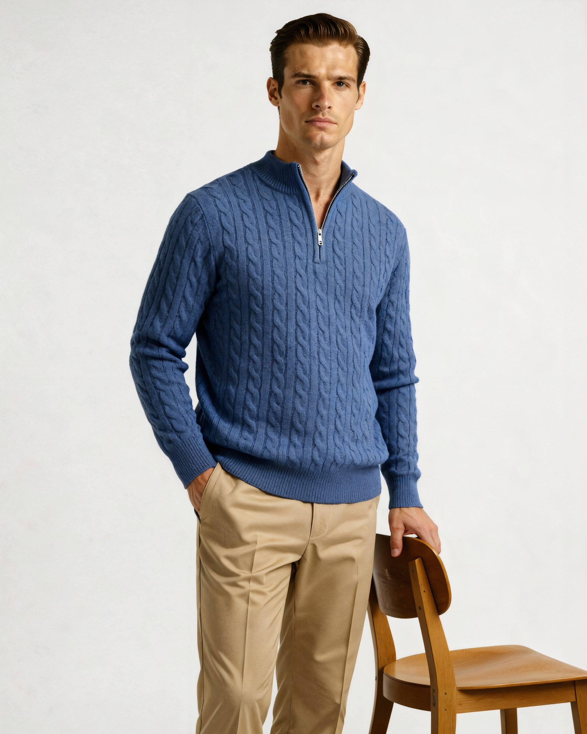 100% Cashmere Woven Half Zip - Dalm Fashion