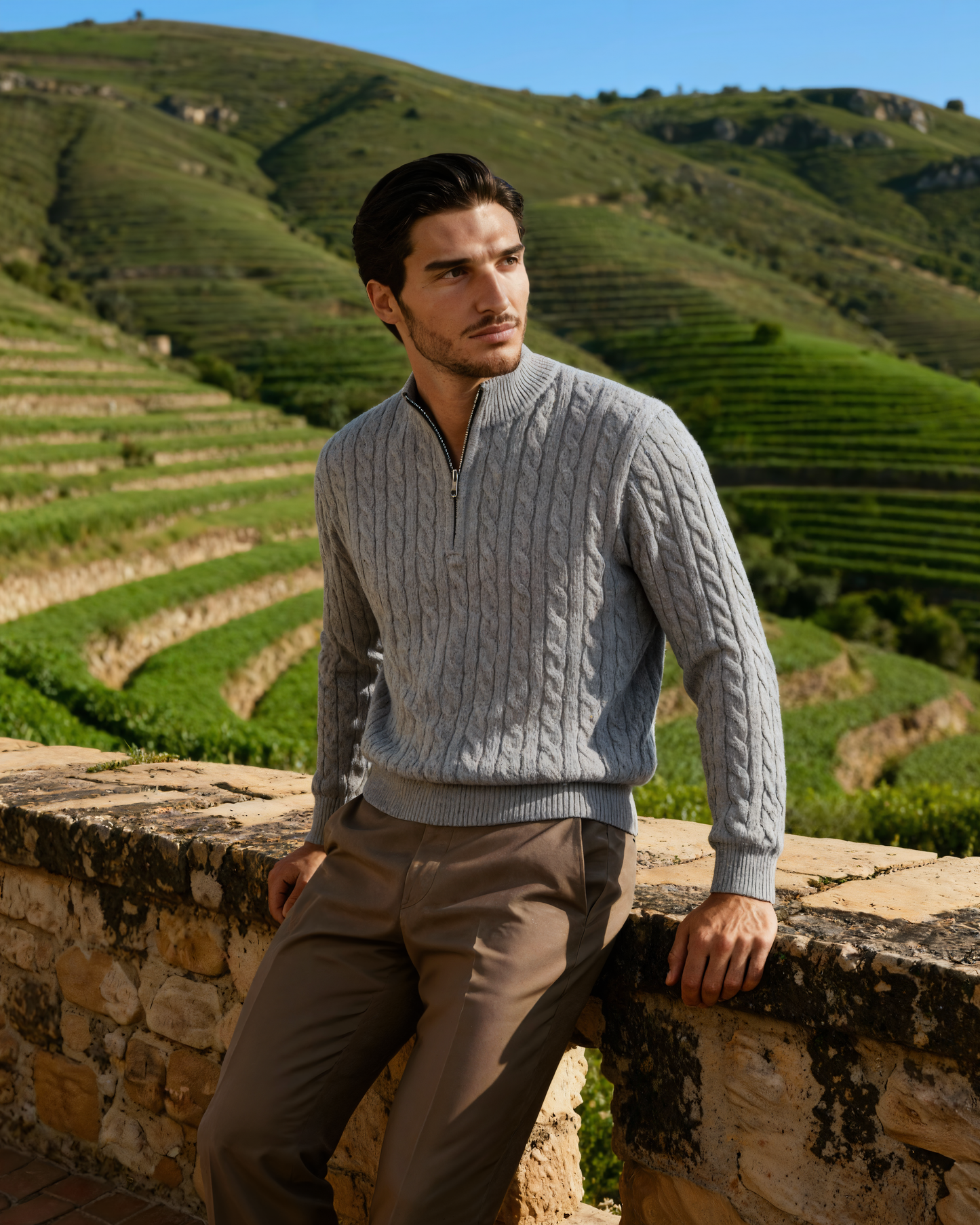 100% Cashmere Woven Half Zip - Dalm Fashion