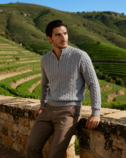 100% Cashmere Woven Half Zip - Dalm Fashion
