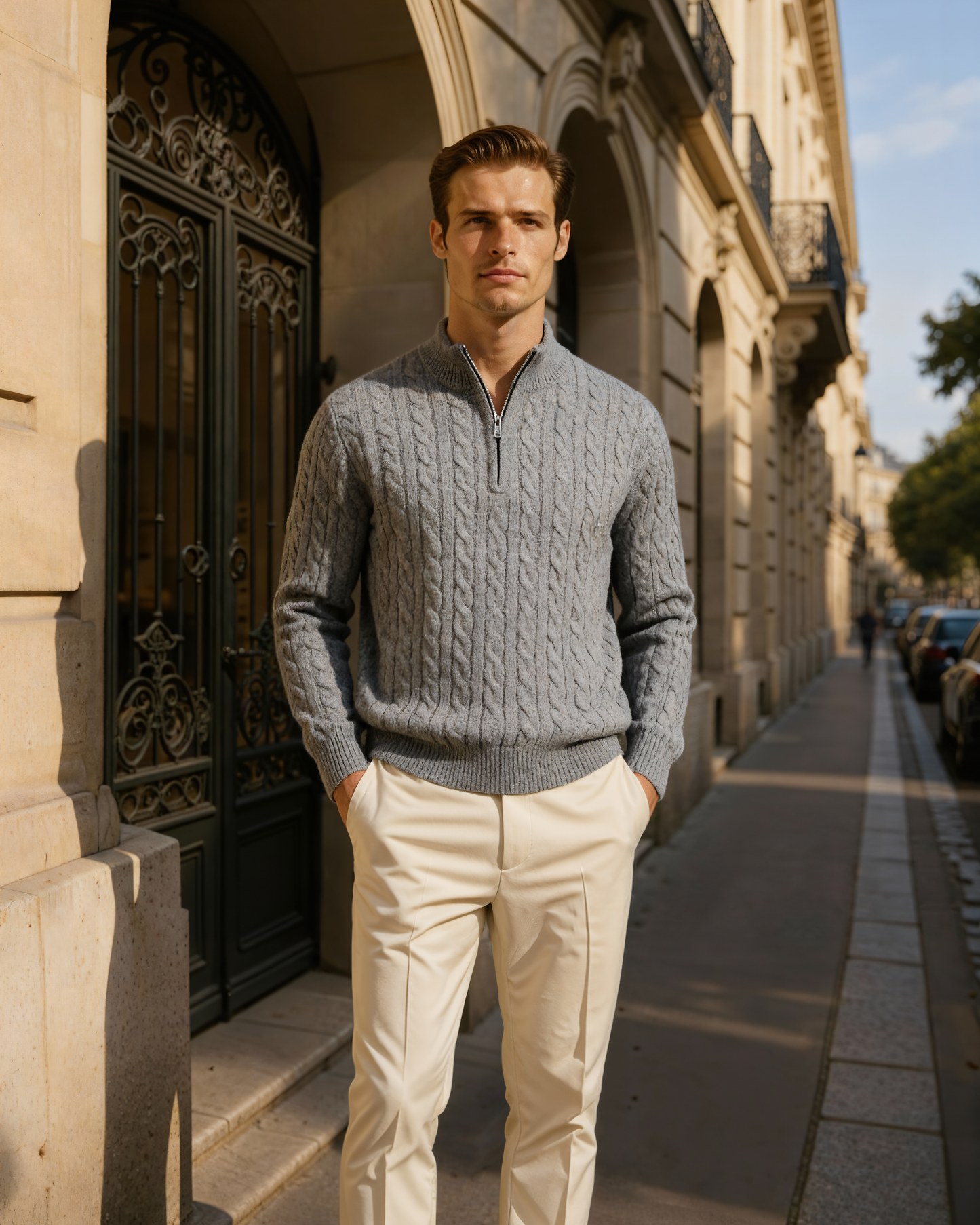 100% Cashmere Woven Half Zip - Dalm Fashion