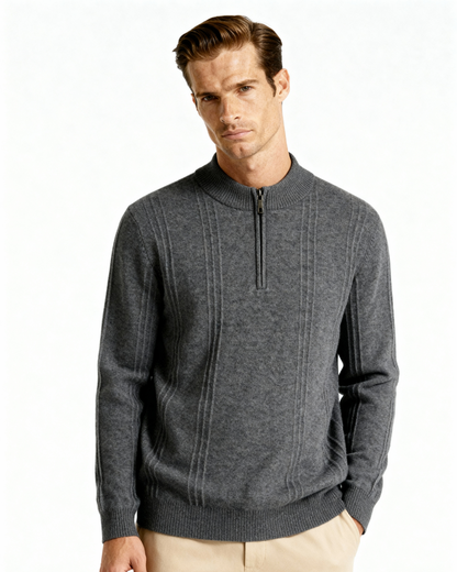 100% Cashmere Ribbed Half Zip - Dalm Fashion