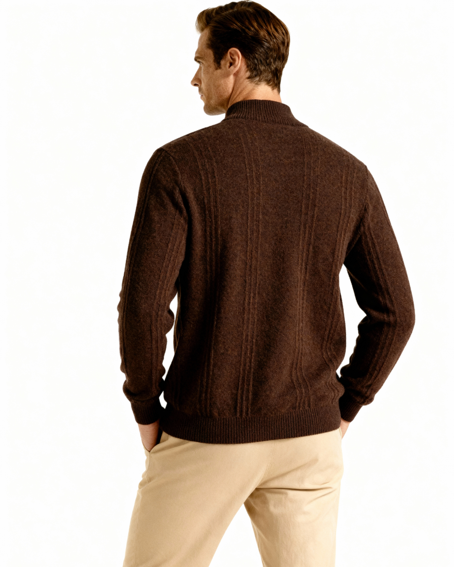 100% Cashmere Ribbed Half Zip - Dalm Fashion