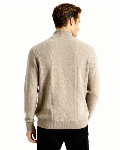 100% Cashmere Ribbed Half Zip - Dalm Fashion